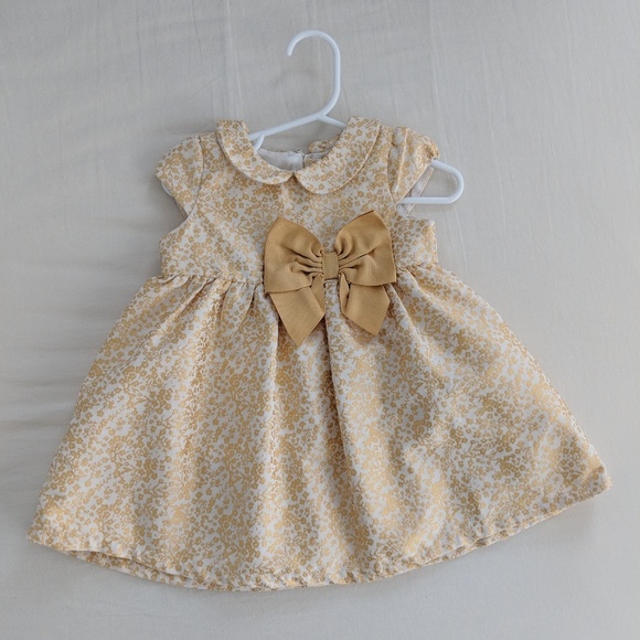 h and m gold dress H & M Floral Pattern Halter Dress Short Metallic Gold Strapless Women Size  6